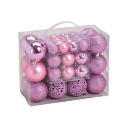 G. Wurm Kerstballen - 50ST - roze - 3 - 4 - 6 cm - kunststof