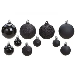 G. Wurm Kerstballen - 50ST - zwart - 3 - 4 - 6 cm - kunststof
