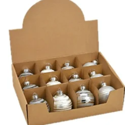 G. Wurm Kerstballen - 12x - zilver - gedecoreerd - glas - 6 cm