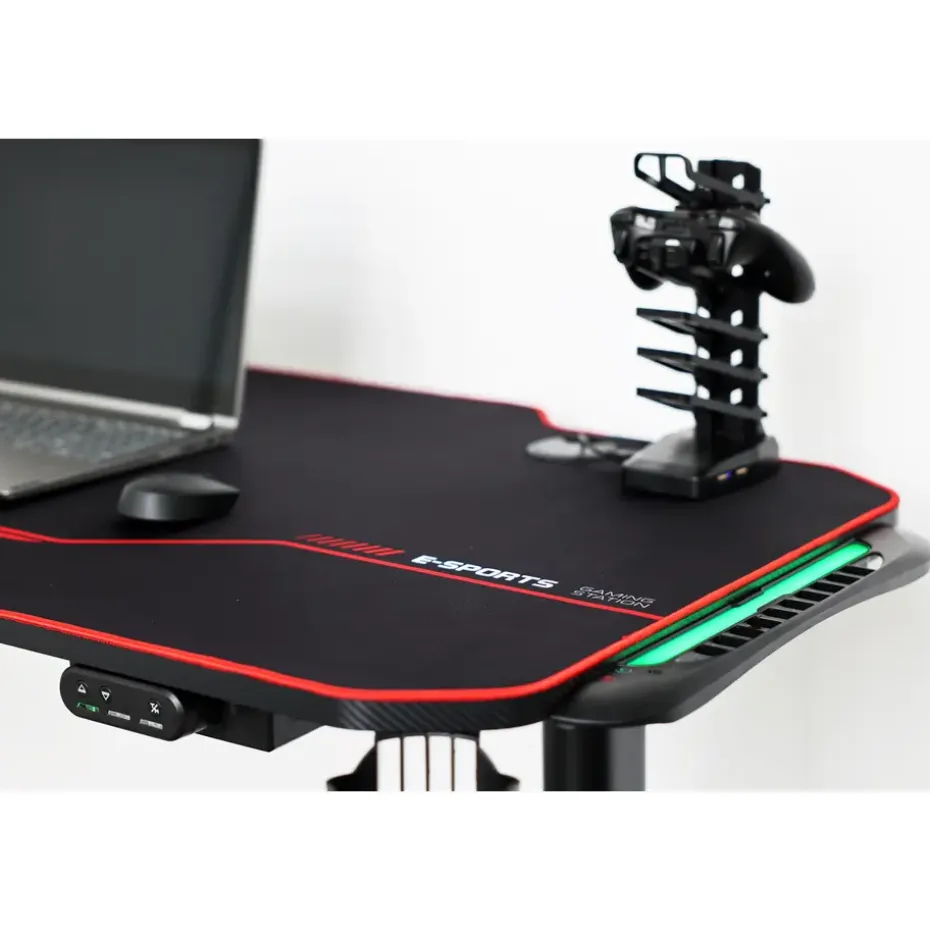 Gaming bureau zwart/rood - Elektrisch verstelbaar - 140x66 cm