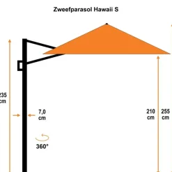 Garden Impressions Hawai parasol S 250x250 ecru + 80kg voet en hoes