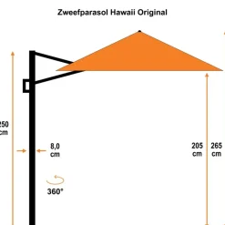 Garden Impressions Hawaii zweefparasol Ø350 c. black - zwart