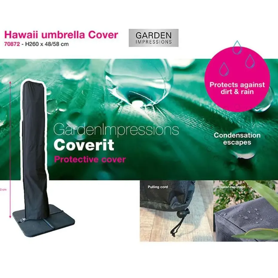 Garden Impressions Hawaii parasol S Ø300 ecru + 80kg voet en hoes