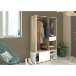 Garderobe Ghislain 1 deur & 1 lade - Japanse eik/wit