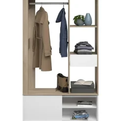Garderobe Ghislain 1 deur & 1 lade - Japanse eik/wit