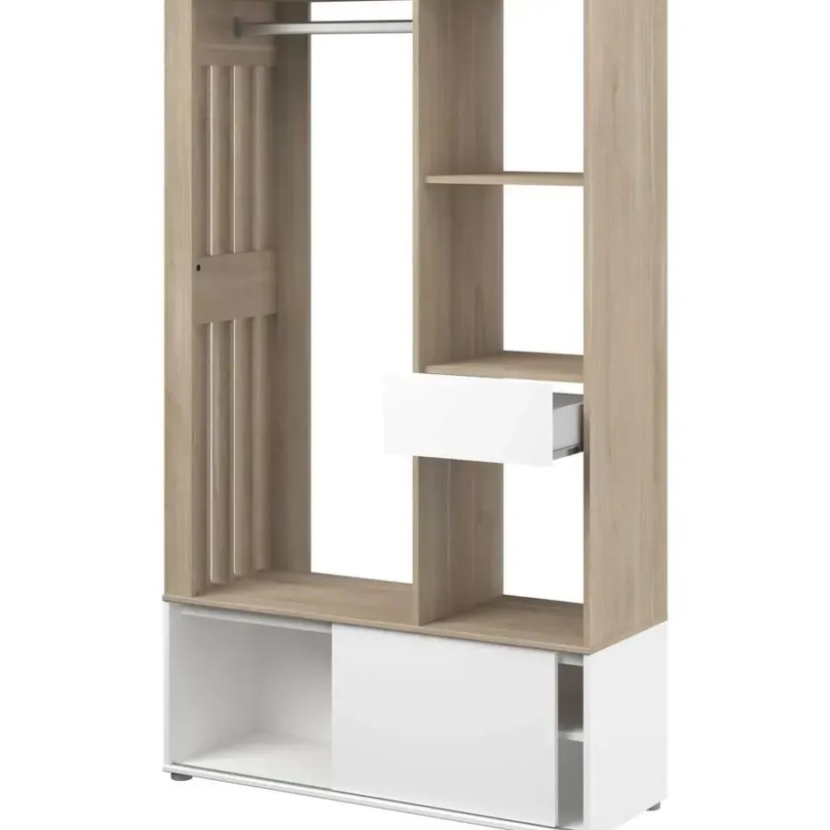 Garderobe Ghislain 1 deur & 1 lade - Japanse eik/wit