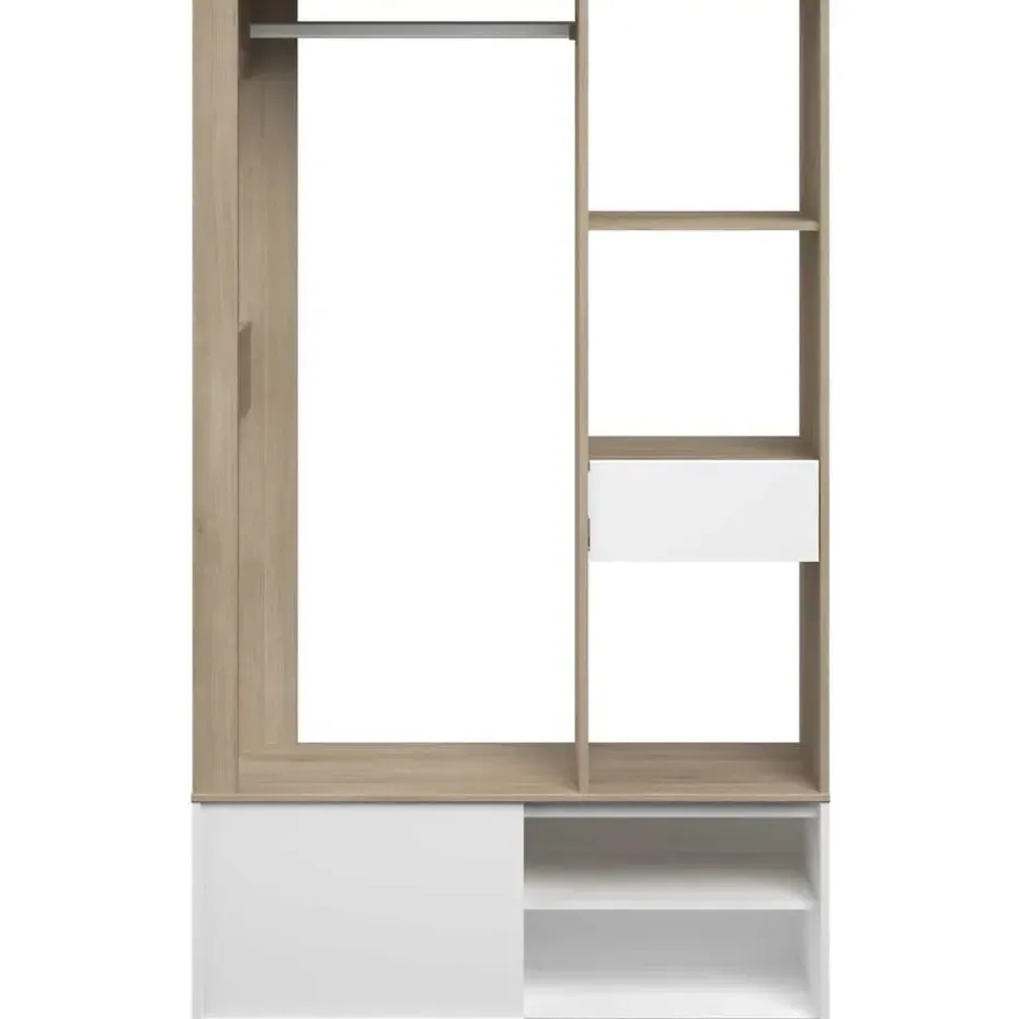 Garderobe Ghislain 1 deur & 1 lade - Japanse eik/wit