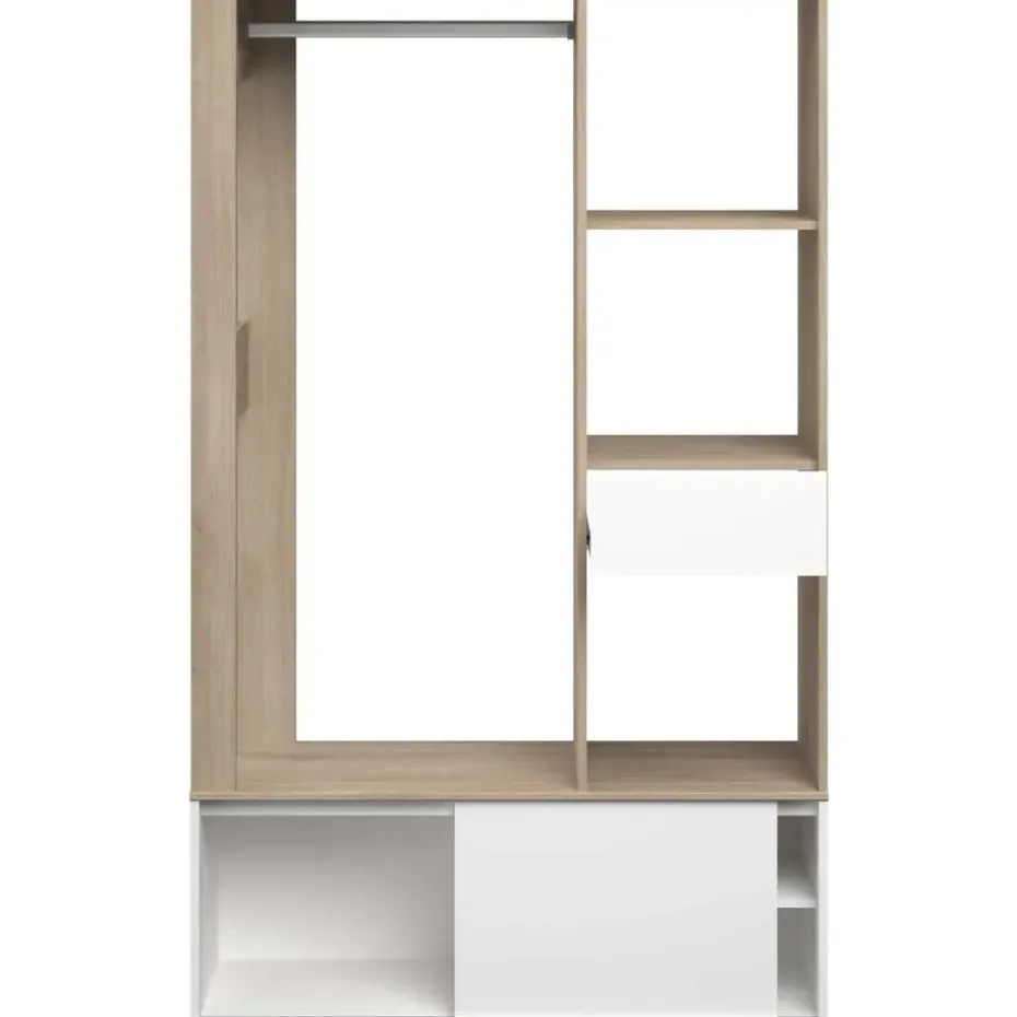 Garderobe Ghislain 1 deur & 1 lade - Japanse eik/wit