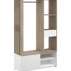 Garderobe Ghislain 1 deur & 1 lade - Japanse eik/wit