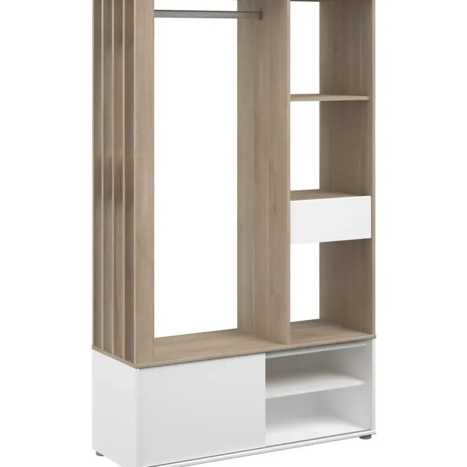 Garderobe Ghislain 1 deur & 1 lade - Japanse eik/wit