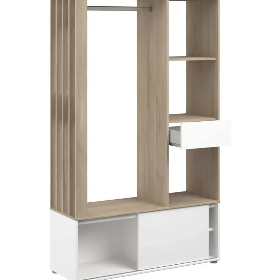 Garderobe Ghislain 1 deur & 1 lade - Japanse eik/wit