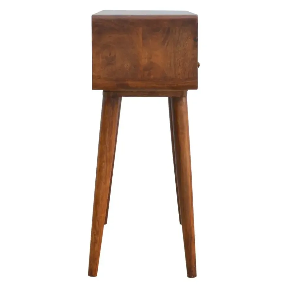 Gebogen Kastanje Sidetable met Open Sleuf