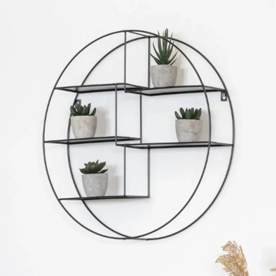 Genk Zwart Wandplank - Staal Ø47x10 cm