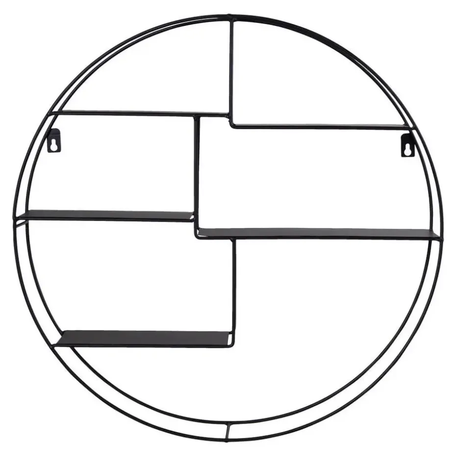 Genk Zwart Wandplank - Staal Ø47x10 cm