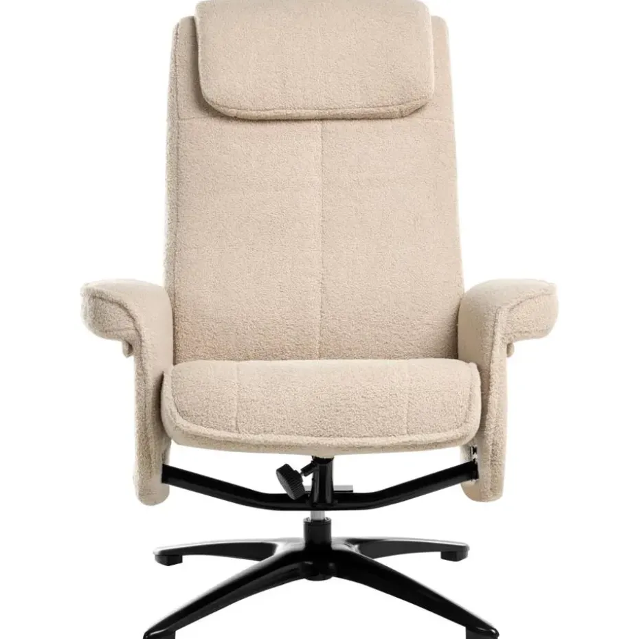 GERAS - Relaxfauteuil met voetenbank - Beige - Bouclé