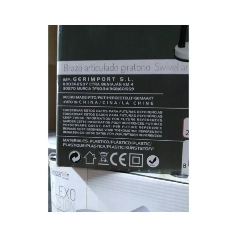 Gerimport Bureaulamp - wit - metaal - verstelbaar - 16 x 30 cm