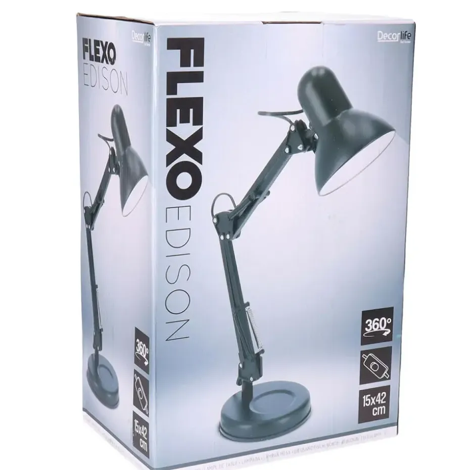 Gerimport Bureaulamp - zwart - metaal - verstelbaar - 37 x 42 cm