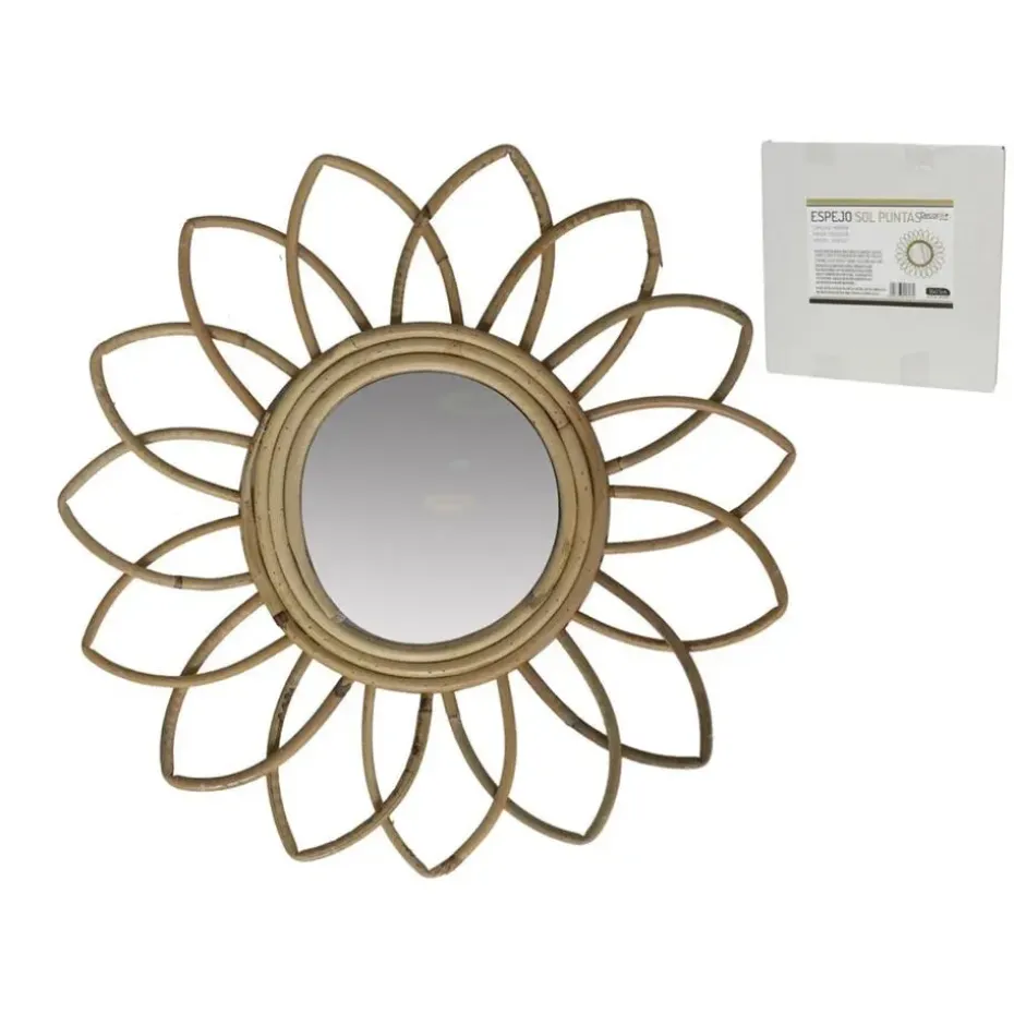 Gerimport Rotan spiegel natuurlijk - sun - 35x4 cm - boho spiegel