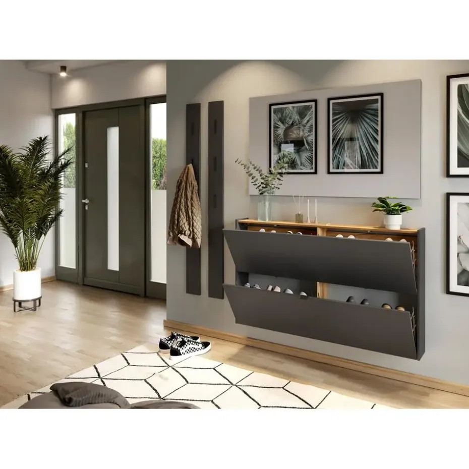 Germania Schoenenkast Elton - 140 x 19 x 85 cm - Grafietgrijs design
