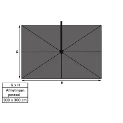 GI Hawaii zweefparasol Deluxe 300 x 300 cm. - Zand - met voet en hoes