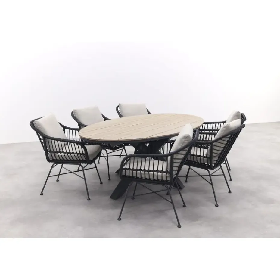 GI Margriet / Edison Ovale 6-delige Tuinset - 220 x 115 cm