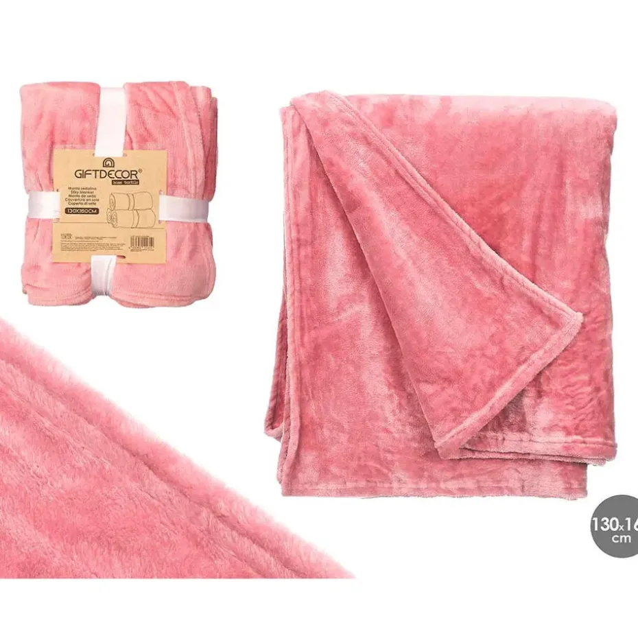 Giftdecor Fleece plaid - roze - polyester - 130 x 160 cm