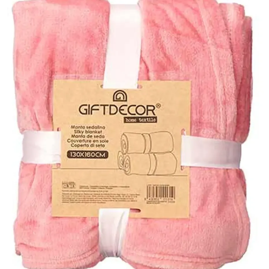 Giftdecor Fleece plaid - roze - polyester - 130 x 160 cm