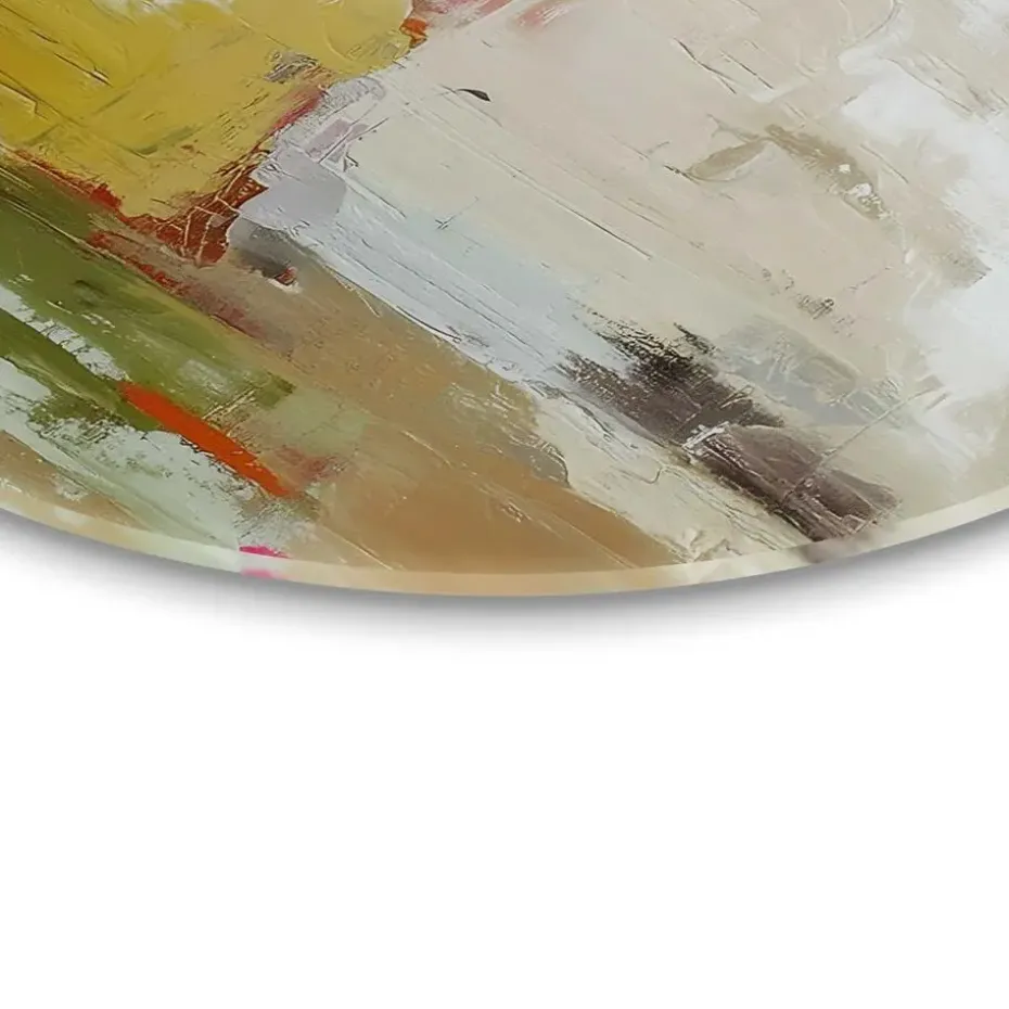 Glasschilderij Abstracte harmonie - Ø 70cm - Bont