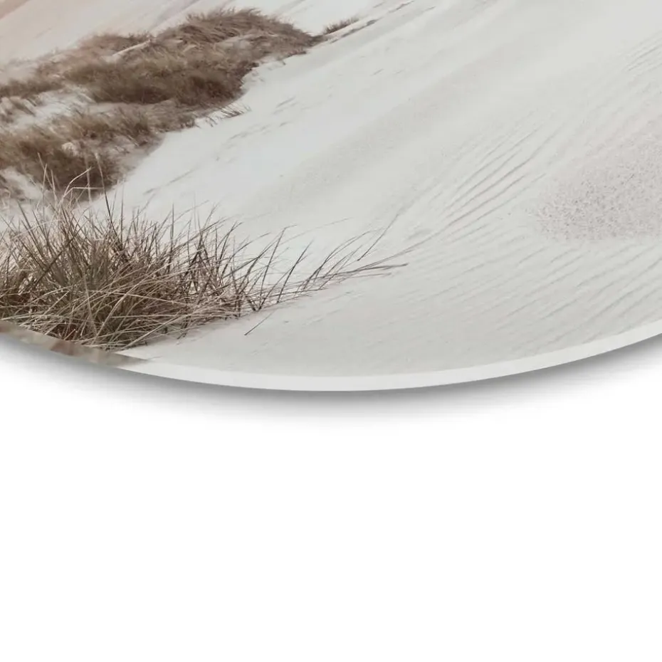 Glasschilderij Horizon aan het strand - Ø 70cm - Beige