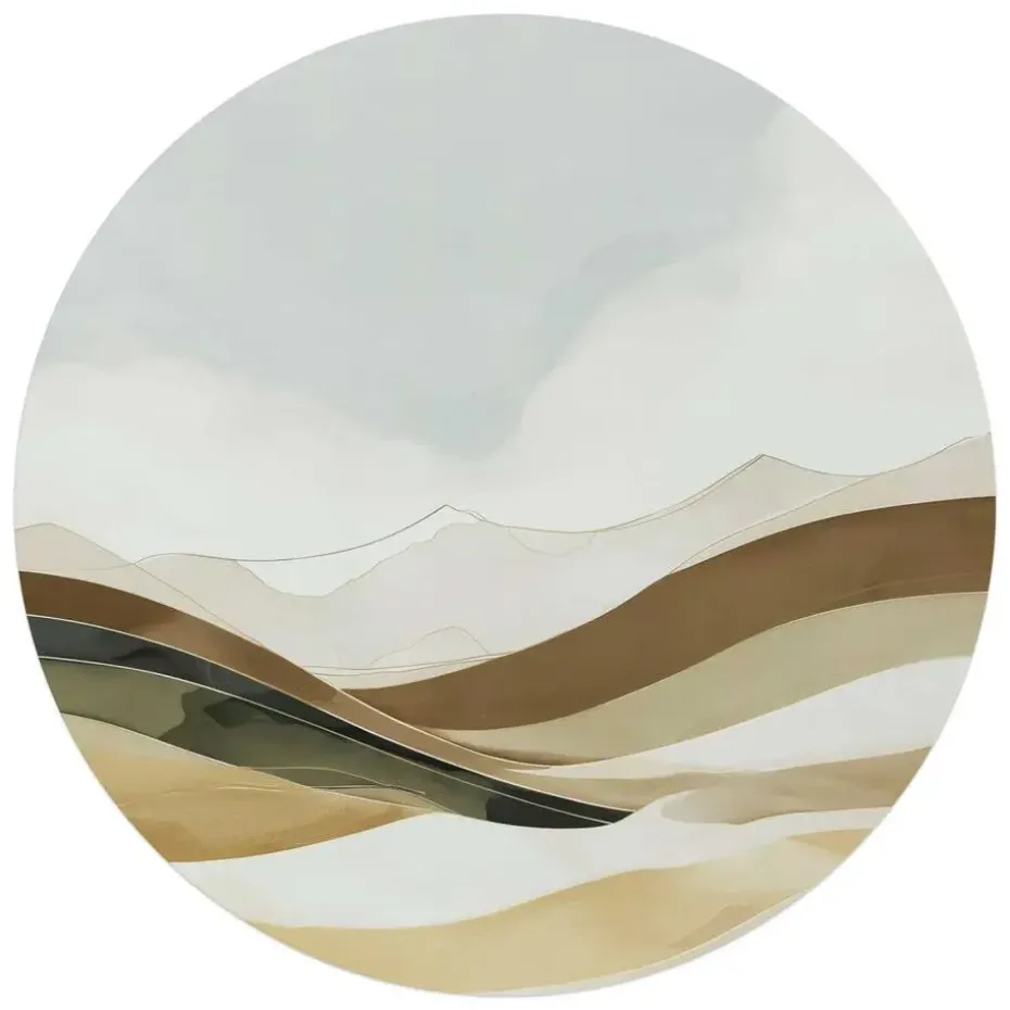 Glasschilderij Neutrale natuur - Ø 70cm - Beige