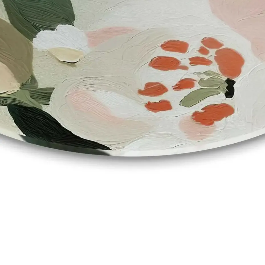 Glasschilderij Pastel bloemen - Ø 70cm - Groen