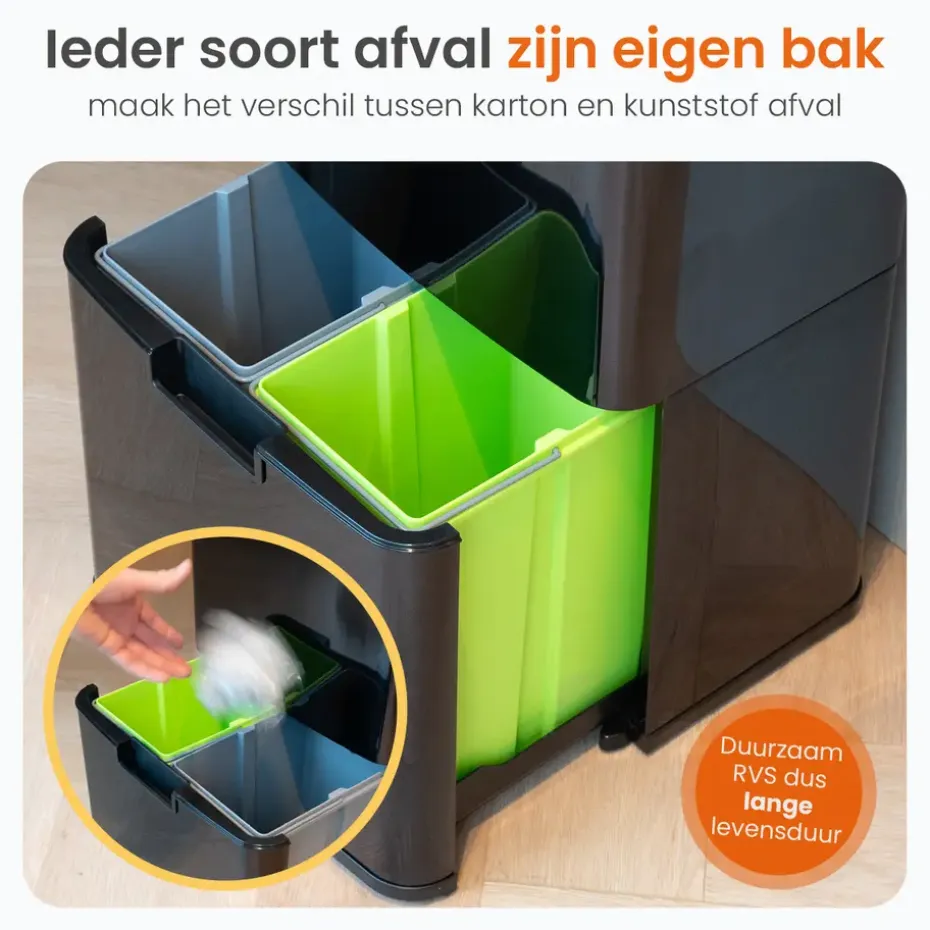 Goliving Automatische Sensor Prullenbak 64 Liter – Afvalemmer keuken - Afvalbak