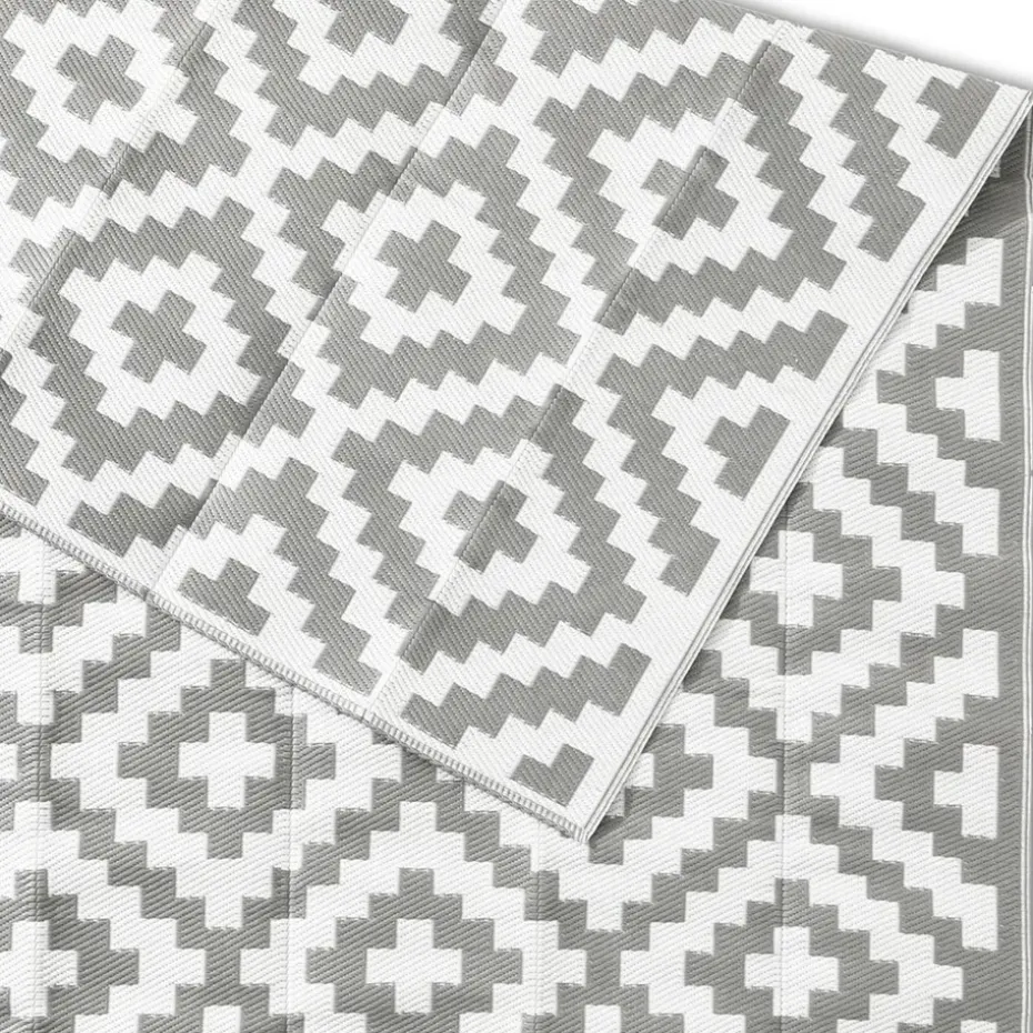 Goliving Buitenkleed Summer Diamond - 183x290CM - Draagtas - Grijs/Wit