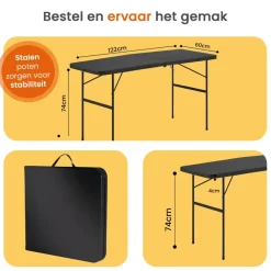 Goliving Inklapbare Tafel – Klaptafel – Campingtafel – Vouwtafel Buiten