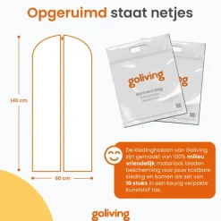 Goliving Kledinghoezen - 10 stuks - Kledinghoes - Kledingzak met Rits