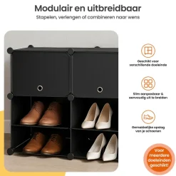Goliving Opvouwbare Opbergkast - 24 Paar - 92 x 82 cm - Schoenenkast - Zwart