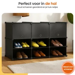 Goliving Opvouwbare Opbergkast - 24 Paar - 92 x 82 cm - Schoenenkast - Zwart