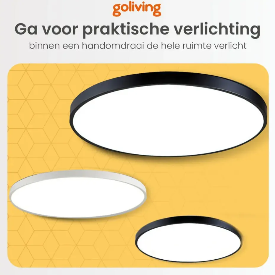Goliving Plafondlamp - Plafonnière - LED - Ø23cm - Zwart