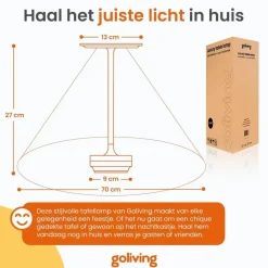Goliving Tafellamp Op Accu - Oplaadbaar en Dimbaar - Hoogte 27 cm - Goud