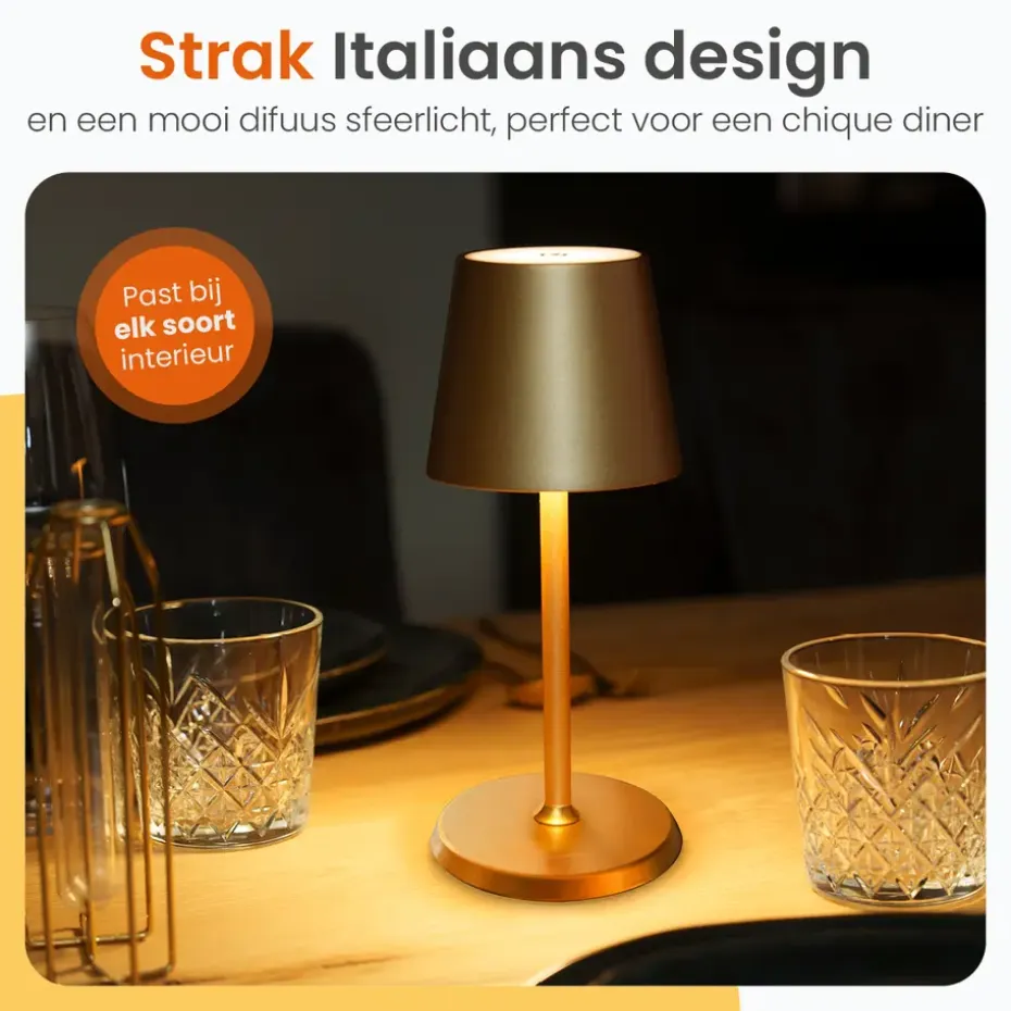 Goliving Tafellamp Oplaadbaar – Draadloos en dimbaar – Moderne touch lamp