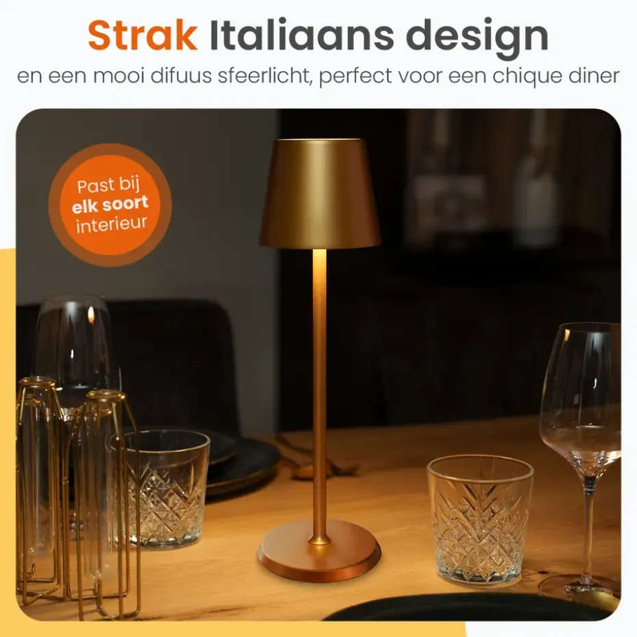 Goliving Tafellamp Oplaadbaar – Draadloos en dimbaar – Moderne touch lamp