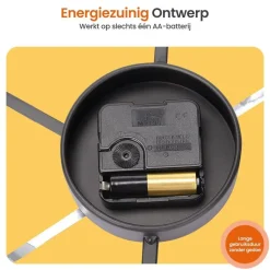 Goliving Wandklok Industrieel - Stil uurwerk - Metaal - Ø 40 cm - Zwart