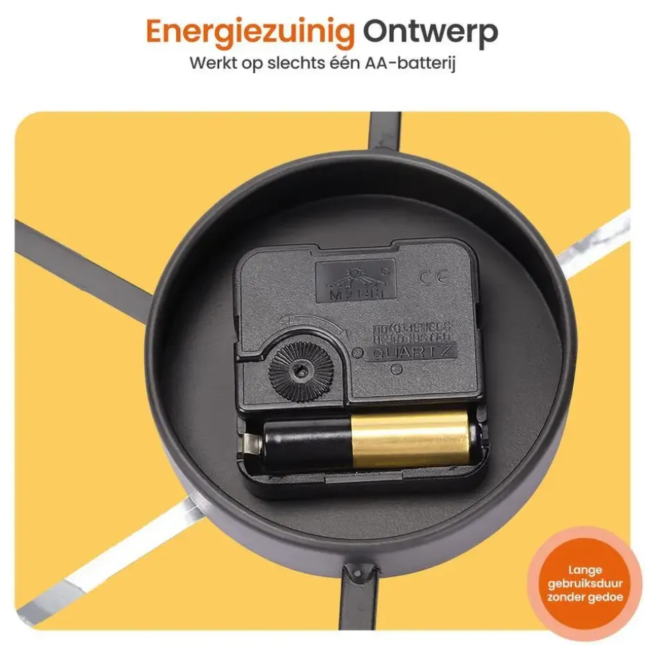 Goliving Wandklok Industrieel - Stil uurwerk - Metaal - Ø 40 cm - Zwart