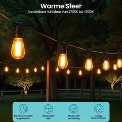 Gologi lichtsnoer buiten en binnen - Lichtslinger 15M - Tuinverlichting LED