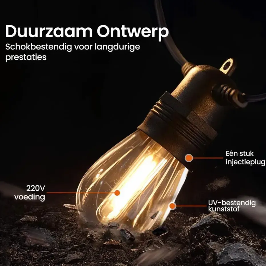 Gologi lichtsnoer buiten en binnen - Lichtslinger 15M - Tuinverlichting LED