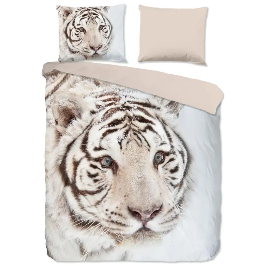 Good Morning Witte Tijger Flanel Debedovertrek Off-white-2-persoons (200 x 20...