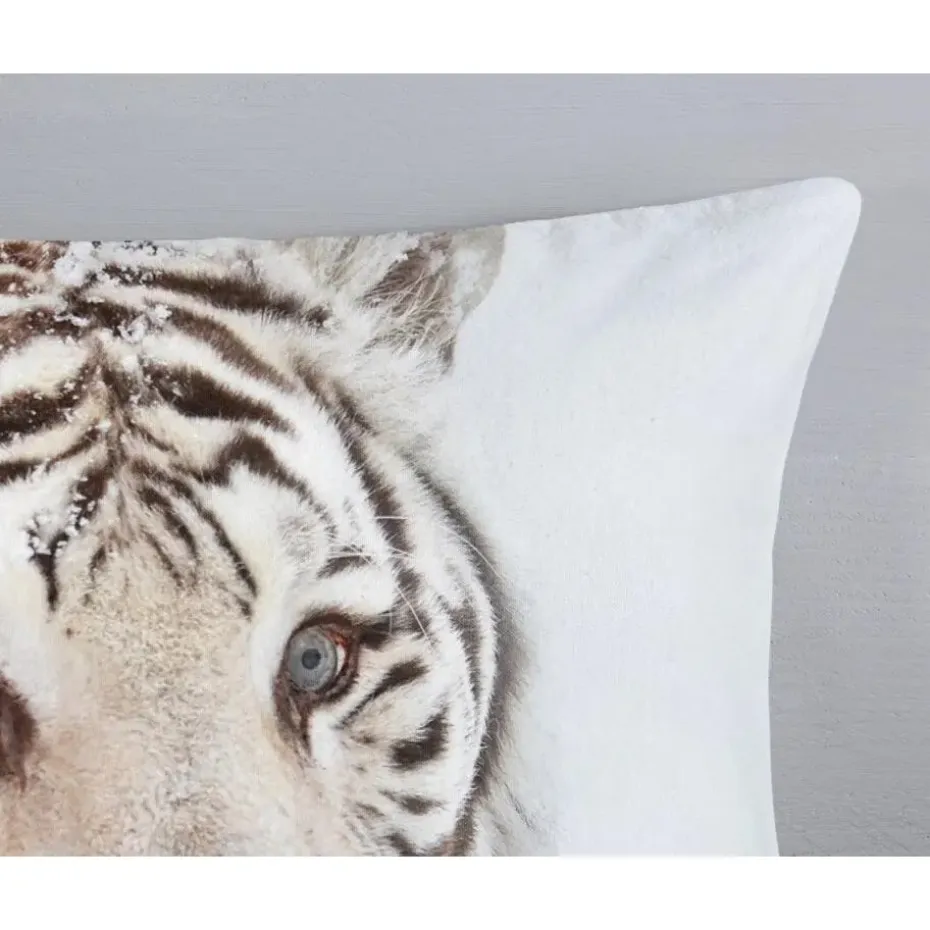 Good Morning Witte Tijger Flanel Debedovertrek Off-white-2-persoons (200 x 20...