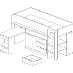 Halfhoogslaper Beau 90x200 met bureau - oudroze