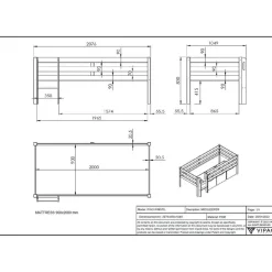 Halfhoogslaper Pip 90 x 200 dennenhout - wit