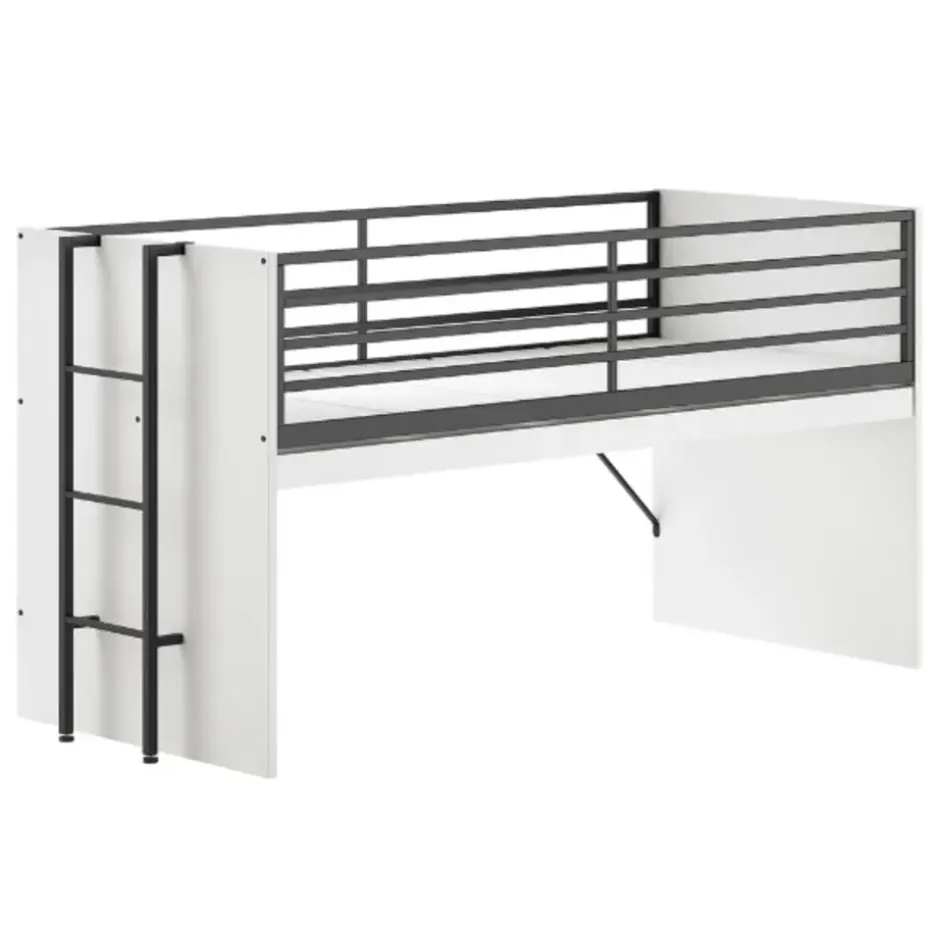 Halfhoogslaper Sammie 90x200cm - met bureau en ladekasten - wit